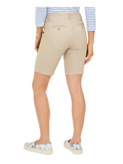 CHARTER CLUB Womens Beige Stretch Pocketed Mid Rise Bermuda Shorts 8