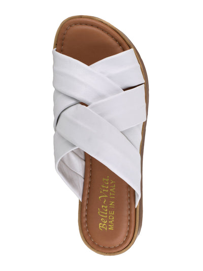 BELLA VITA Womens White 0.5" Platform Padded Comfort Tor-italy Round Toe Wedge Slip On Slide Sandals 5.5 M