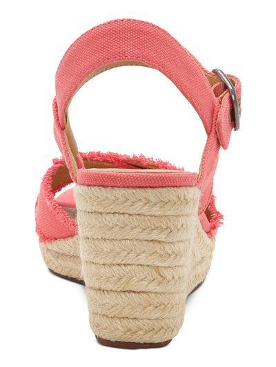 LUCKY BRAND Womens Pink 0.5" Platform Frayed Detail Adjustable Strap Cushioned Margaline Round Toe Wedge Buckle Espadrille Shoes 8.5 M