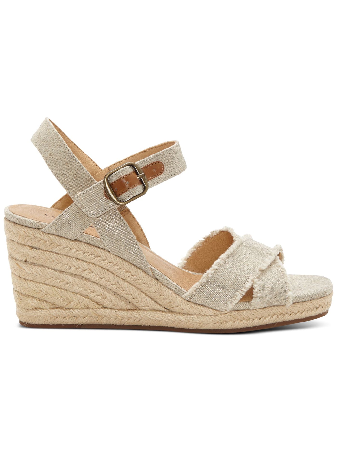 LUCKY BRAND Womens Beige 1/2" Platform Adjustable Strap Cushioned Margaline Round Toe Wedge Buckle Espadrille Shoes 11 M