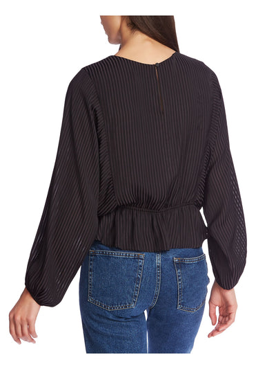 1. STATE Womens Long Sleeve Crew Neck Blouse