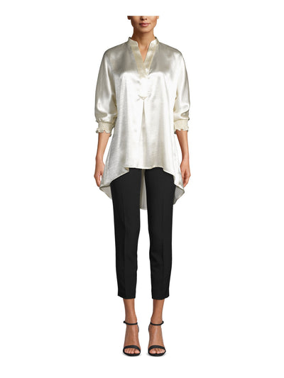ANNE KLEIN Womens 3/4 Sleeve Stain Resistant Hi-lo V Neck Top