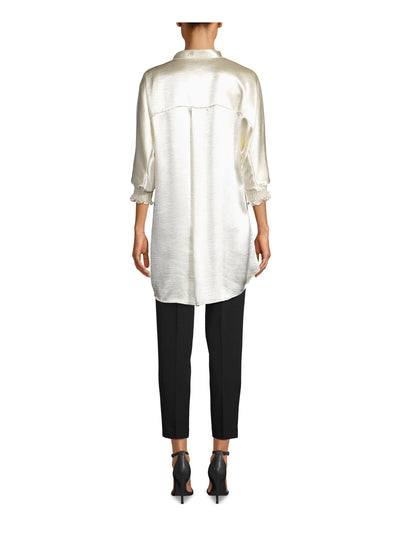 ANNE KLEIN Womens 3/4 Sleeve Stain Resistant Hi-lo V Neck Top