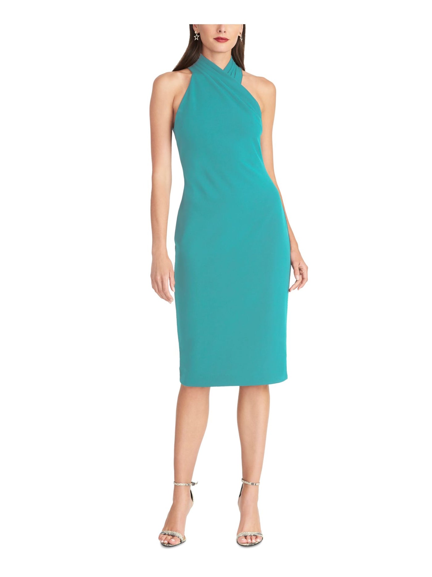 RACHEL RACHEL ROY Womens Light Blue Zippered Sleeveless Halter Knee Length Body Con Dress XL