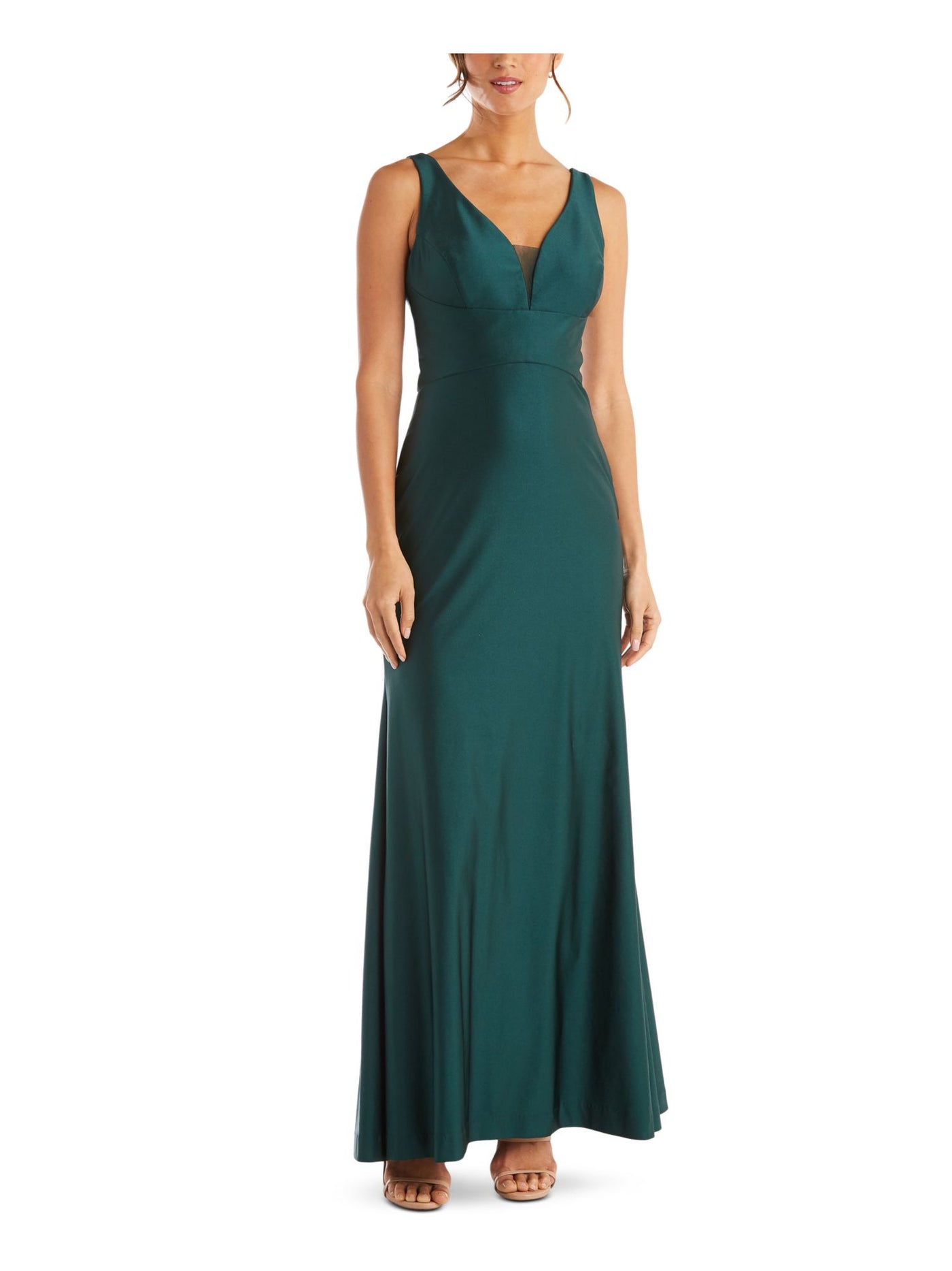 MORGAN & CO Womens Sleeveless V Neck Maxi Evening Dress