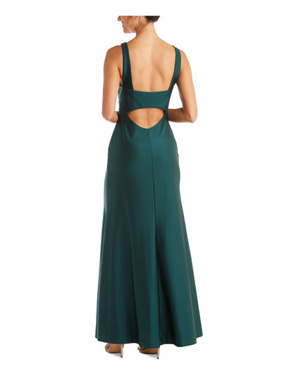 MORGAN & CO Womens Green Sleeveless V Neck Maxi Evening Dress 7