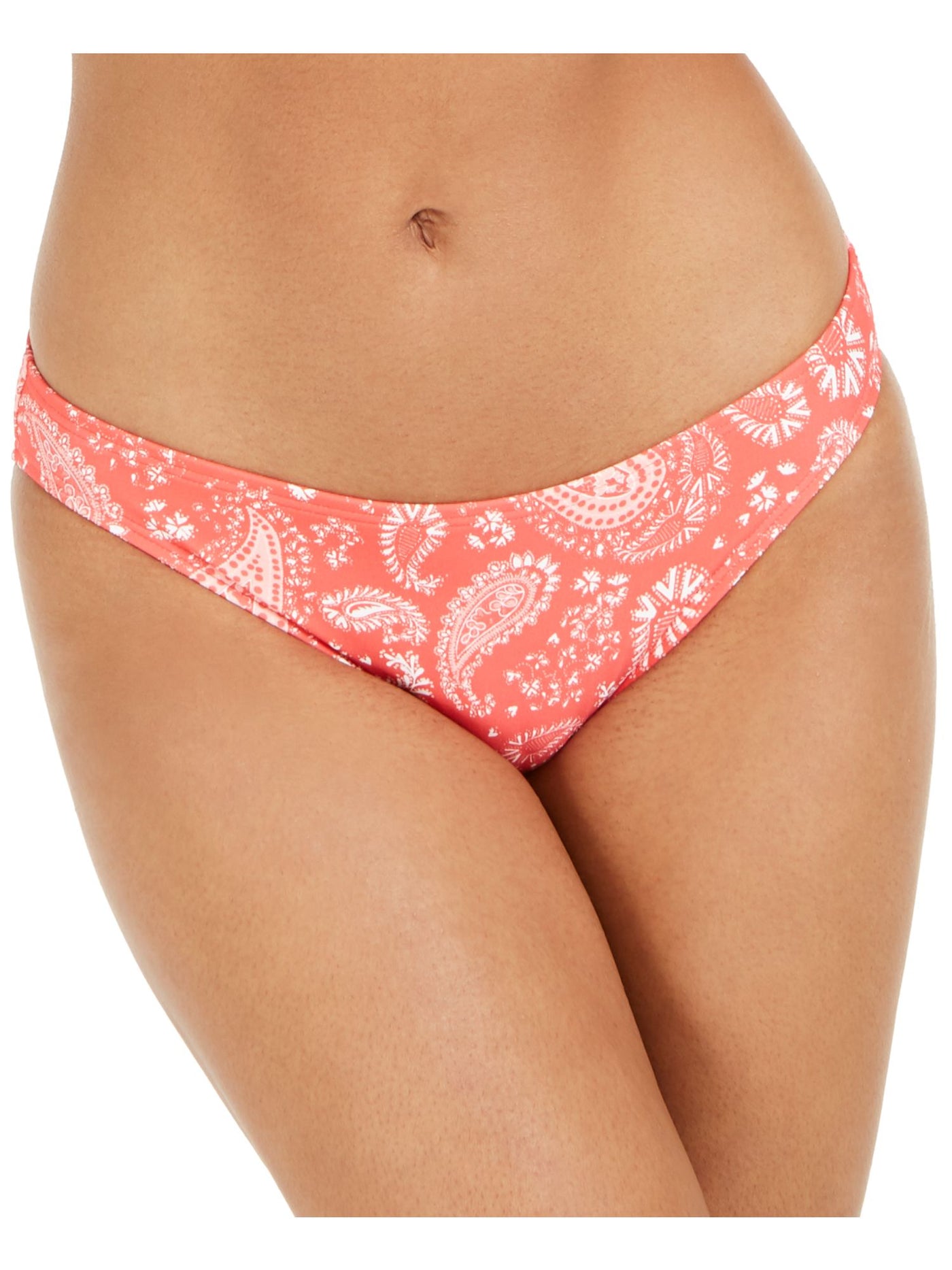 MICHAEL MICHAEL KORS Women's Coral Paisley Stretch Lined Moderate Coverage Bikini Swimsuit Bottom S