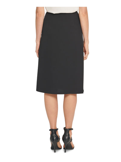 DKNY Womens Ruffled Below The Knee A-Line Skirt