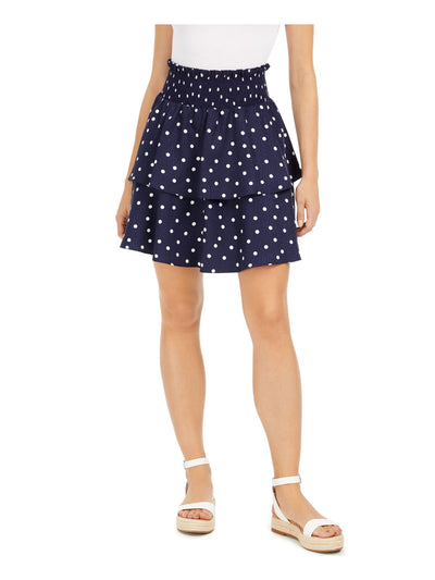 MAISON JULES Womens Navy Polka Dot Short Ruffled Skirt XXL