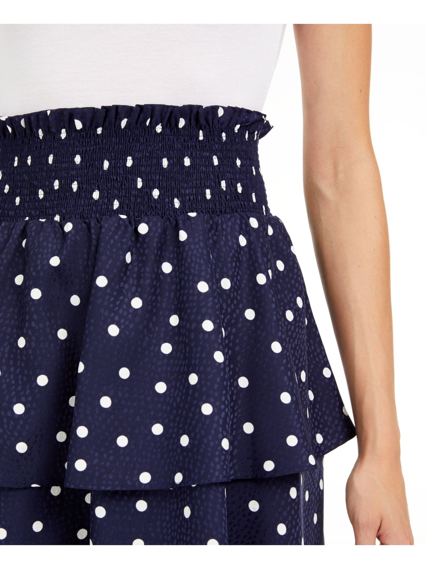 MAISON JULES Womens Navy Polka Dot Short Ruffled Skirt XS