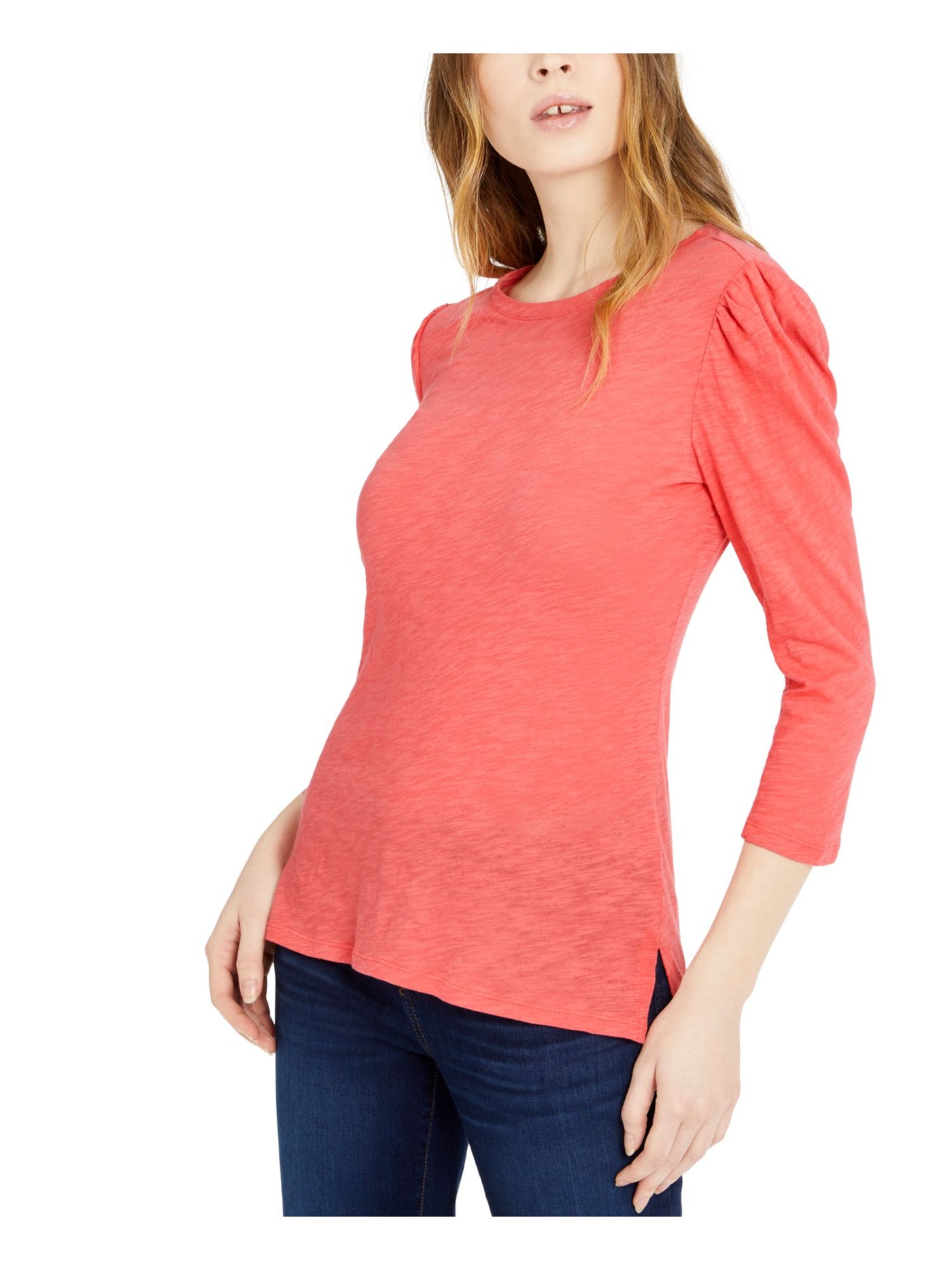 INC Womens Puff-sleeve 3/4 Sleeve Jewel Neck T-Shirt