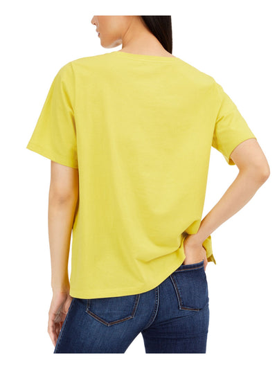 EILEEN FISHER Womens Yellow Short Sleeve Crew Neck T-Shirt XS