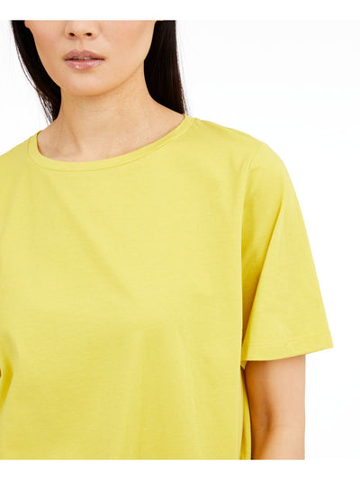 EILEEN FISHER Womens Yellow Short Sleeve Crew Neck T-Shirt XS