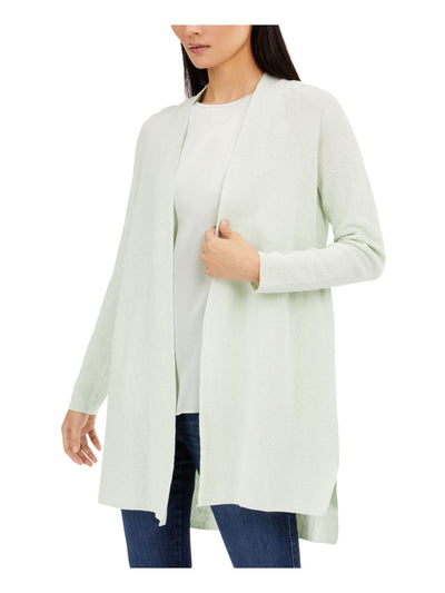 EILEEN FISHER Womens Green Long Sleeve Open Front Sweater XXS