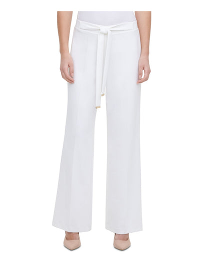 CALVIN KLEIN Womens White Belted Wide Leg Pants XL