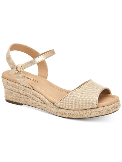 CHARTER CLUB Womens Beige Ankle Strap Luchia Round Toe Wedge Buckle Espadrille Shoes 10.5 M