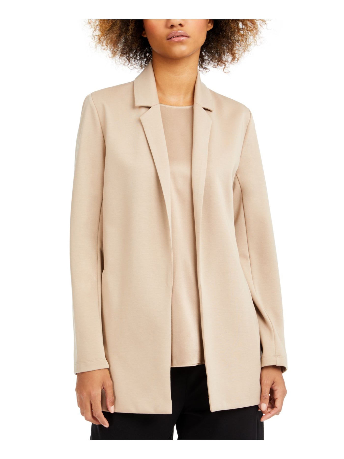 EILEEN FISHER Womens Beige Pocketed Collar Blazer Jacket S