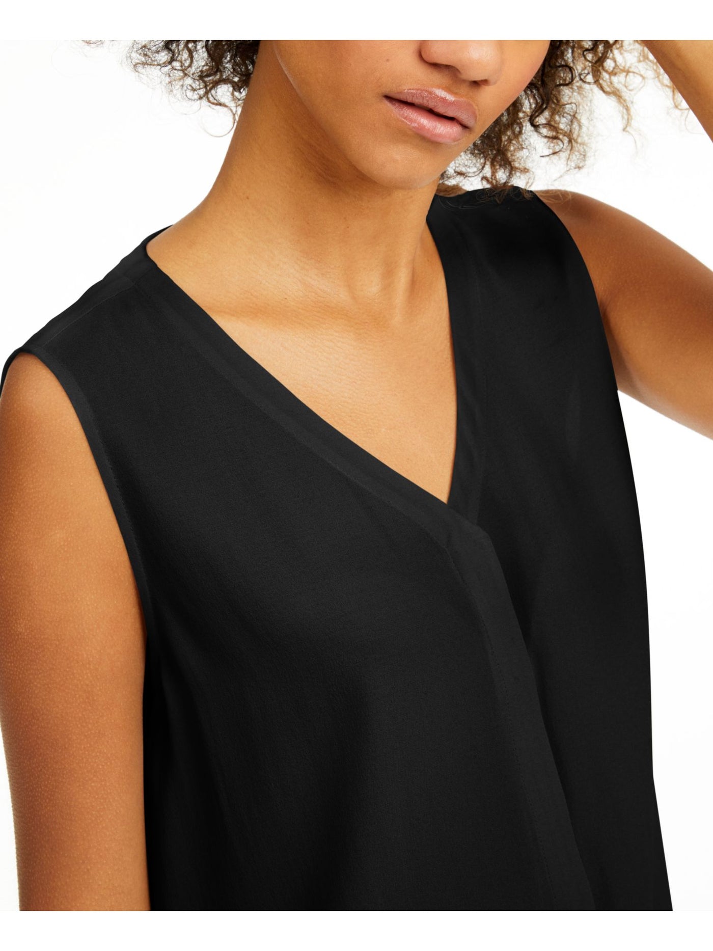 EILEEN FISHER Womens Black Sleeveless V Neck Tank Top XXS