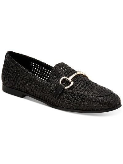 INC Womens Black 1/2 Heel Bit Buckle Hardware Woven Padded Gayyle Block Heel Slip On Loafers 7.5 M