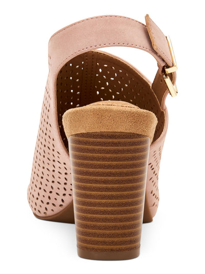 GIANI BERNINI Womens Pink 0.5" Platform Perforated Ankle Strap Jabril Almond Toe Block Heel Buckle Shootie 9.5 M