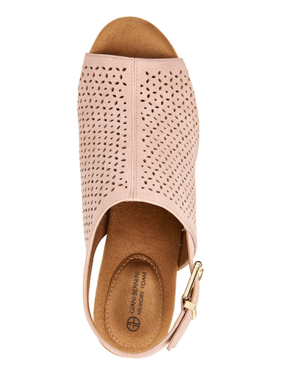 GIANI BERNINI Womens Pink 0.5" Platform Perforated Ankle Strap Jabril Almond Toe Block Heel Buckle Shootie M