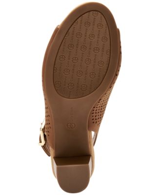 GIANI BERNINI Womens Brown Perforations Sling Strap Cushioned Adjustable Strap Jabril Almond Toe Block Heel Buckle Dress Shootie M