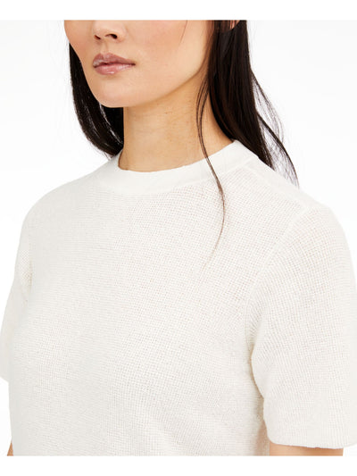 EILEEN FISHER Womens Textured High-low Short Sleeve Crew Neck Tunic Sweater