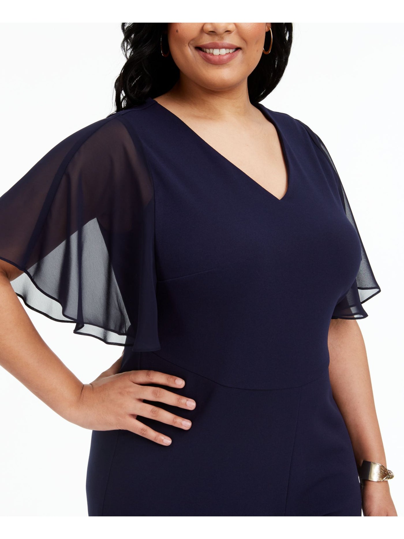 CONNECTED APPAREL Womens Sleeveless Jewel Neck Party Jumpsuit