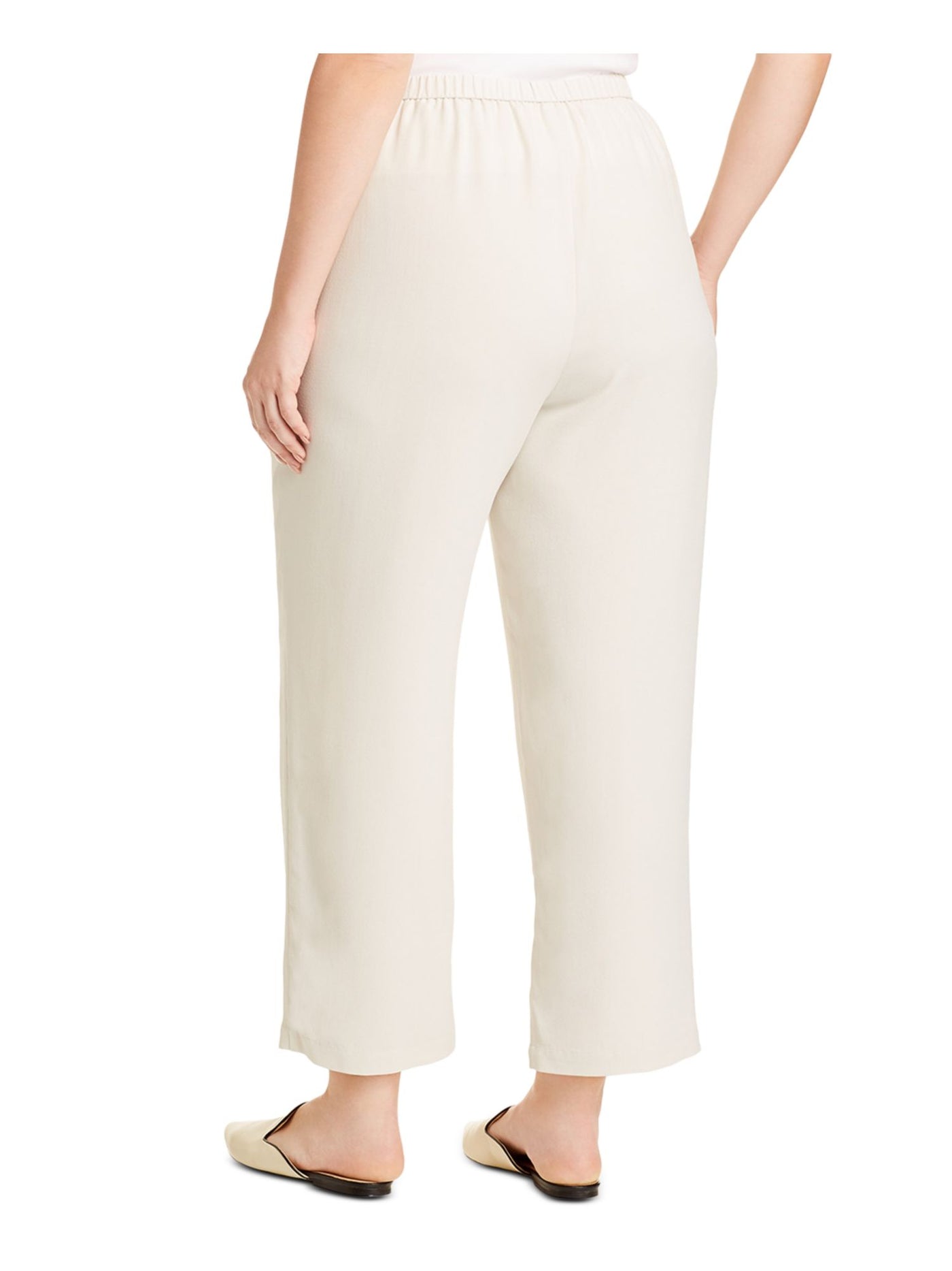 EILEEN FISHER Womens Beige Pocketed Pull On Elastic Waist Cropped High Waist Pants Plus 3X