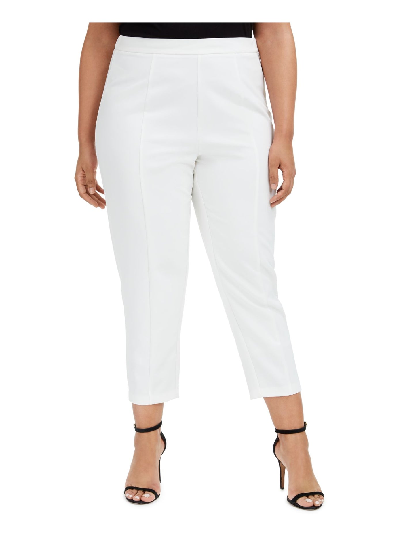 ADRIANNA PAPELL Womens Ivory Stretch Zippered Wear To Work Straight leg Pants Plus 22W