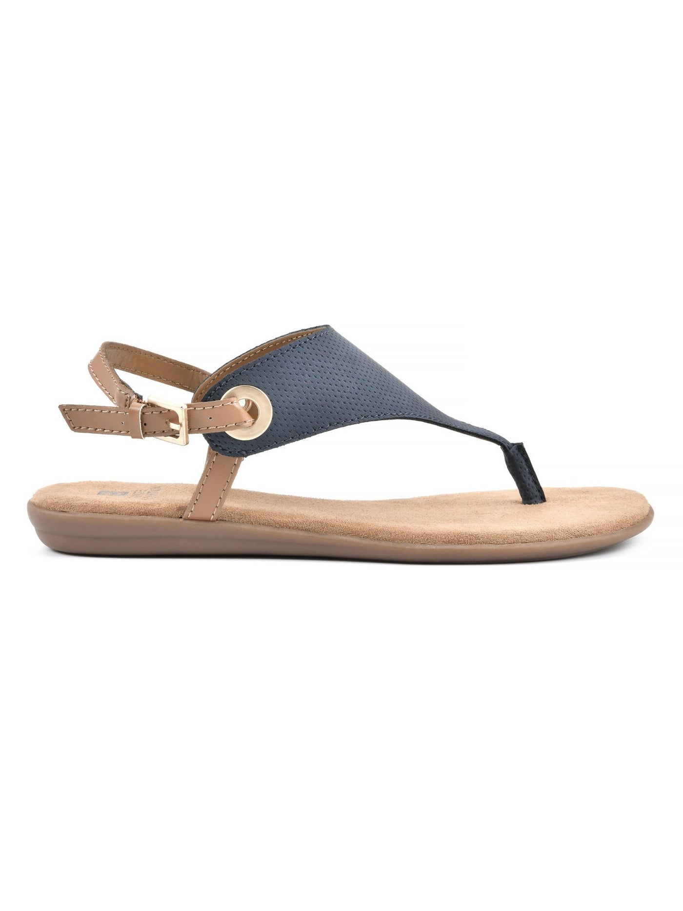 WHITE MOUNTAIN Womens Navy Adjustable Strap Cushioned London Slip On Thong Sandals Shoes 6 M