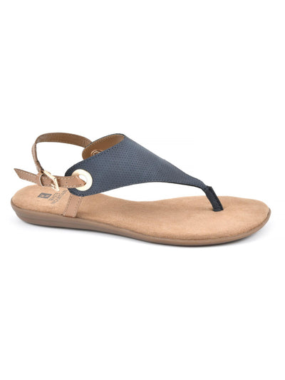 WHITE MOUNTAIN Womens Navy Adjustable Strap Cushioned London Slip On Thong Sandals Shoes 6 M