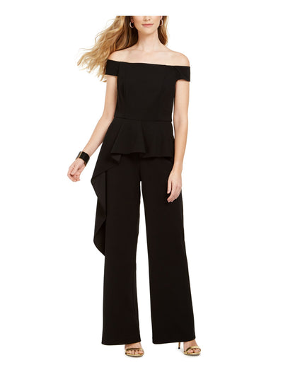 ADRIANNA PAPELL Womens Short Sleeve Off Shoulder Evening Straight leg Jumpsuit