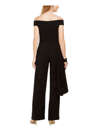 ADRIANNA PAPELL Womens Short Sleeve Off Shoulder Evening Straight leg Jumpsuit