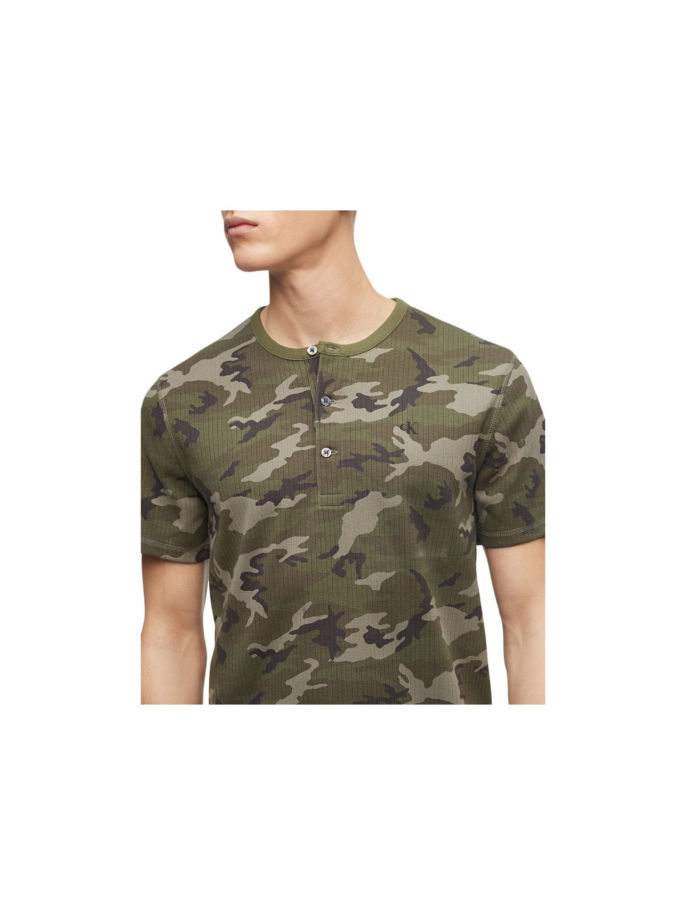 CALVIN KLEIN JEANS Mens Green Camouflage Casual Shirt S