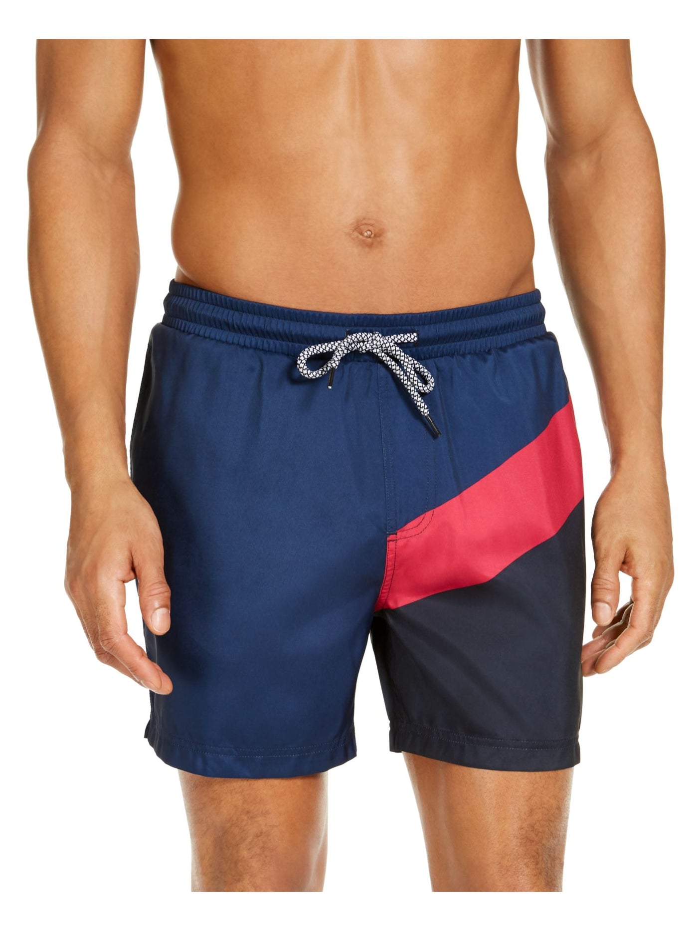 INC Mens Navy Lightweight Active Drawstring Athletic Fit Swim Trunks S