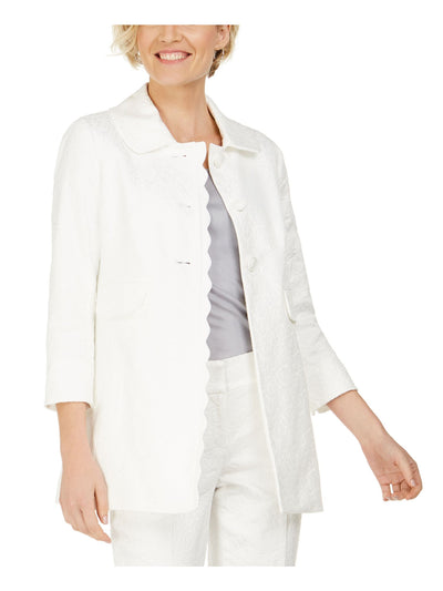 KASPER Womens White Patterned Evening Blazer Jacket 12