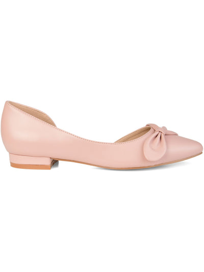 JOURNEE COLLECTION Womens Pink D'orsay Style, Bow Accent Cushioned Abigail Almond Toe Block Heel Slip On Flats Shoes 11