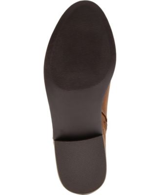 JOURNEE COLLECTION Womens Brown Pinhole Pull Tab Zipper Accent Comfort Ellis Almond Toe Block Heel Zip-Up Booties M