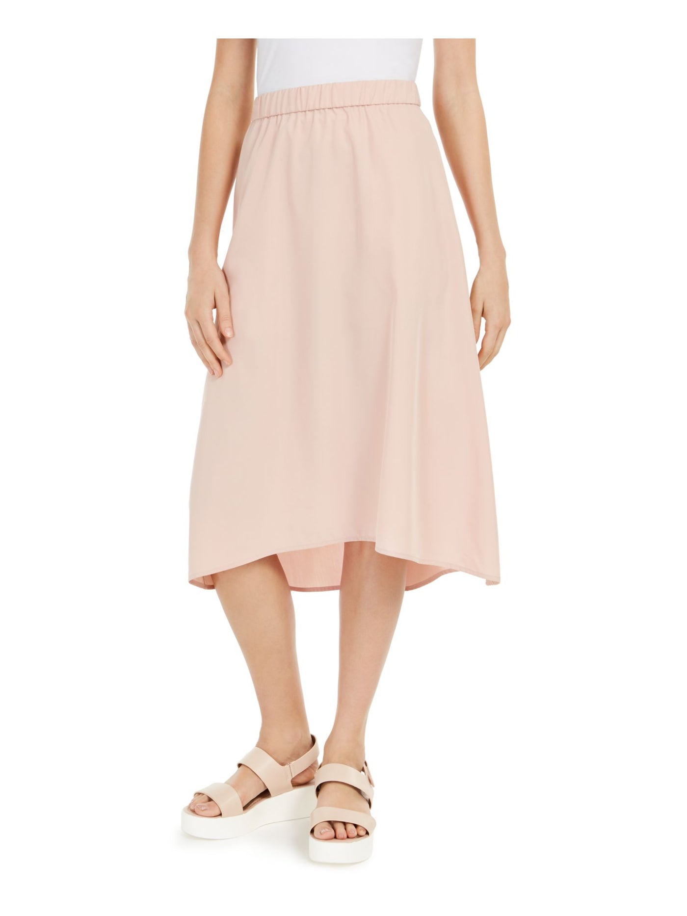 EILEEN FISHER Womens Pink Midi Hi-Lo Skirt L