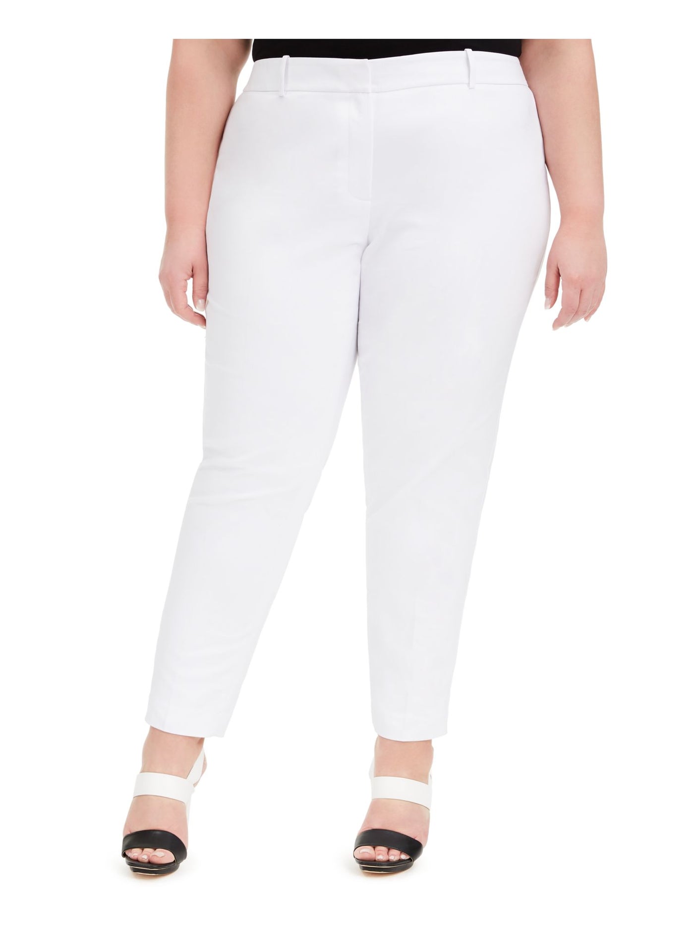 CALVIN KLEIN Womens White Zippered Evening Skinny Pants 14W