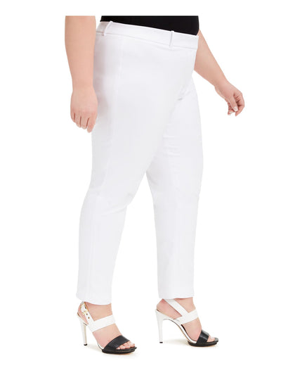 CALVIN KLEIN Womens White Zippered Evening Skinny Pants Plus 22W