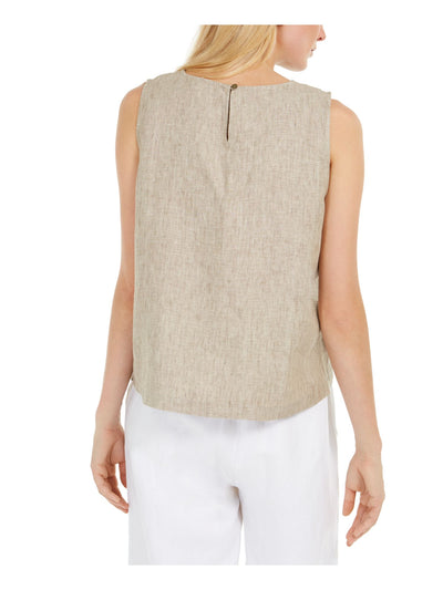 EILEEN FISHER Womens Beige Sleeveless Jewel Neck Top XS