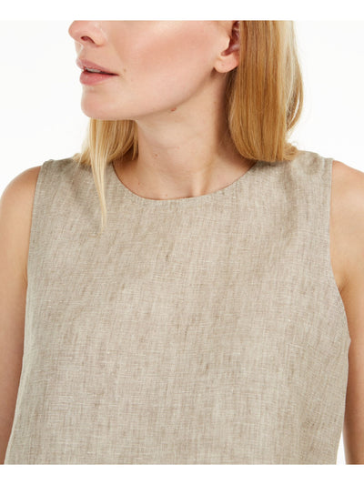 EILEEN FISHER Womens Beige Sleeveless Jewel Neck Top XS