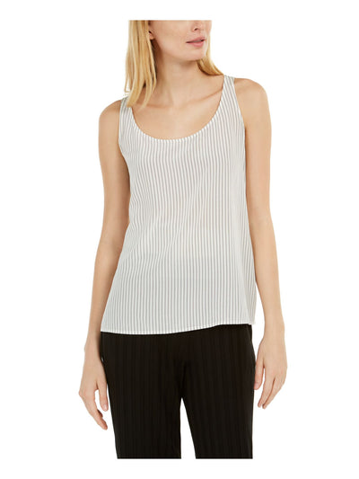 EILEEN FISHER Womens Ivory Pinstripe Sleeveless Scoop Neck Tank Top XL