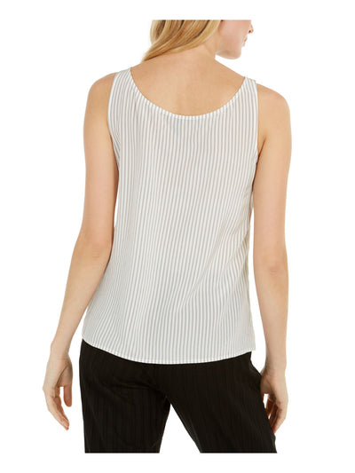 EILEEN FISHER Womens Ivory Pinstripe Sleeveless Scoop Neck Tank Top XL