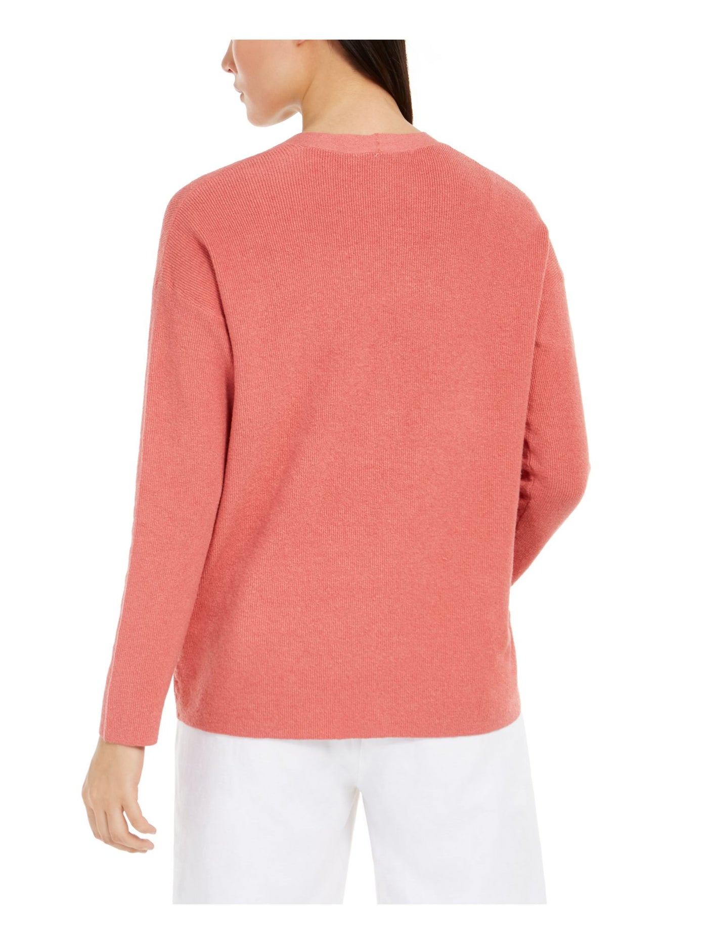 EILEEN FISHER Womens Coral Pocketed Long Sleeve Cardigan Sweater XL