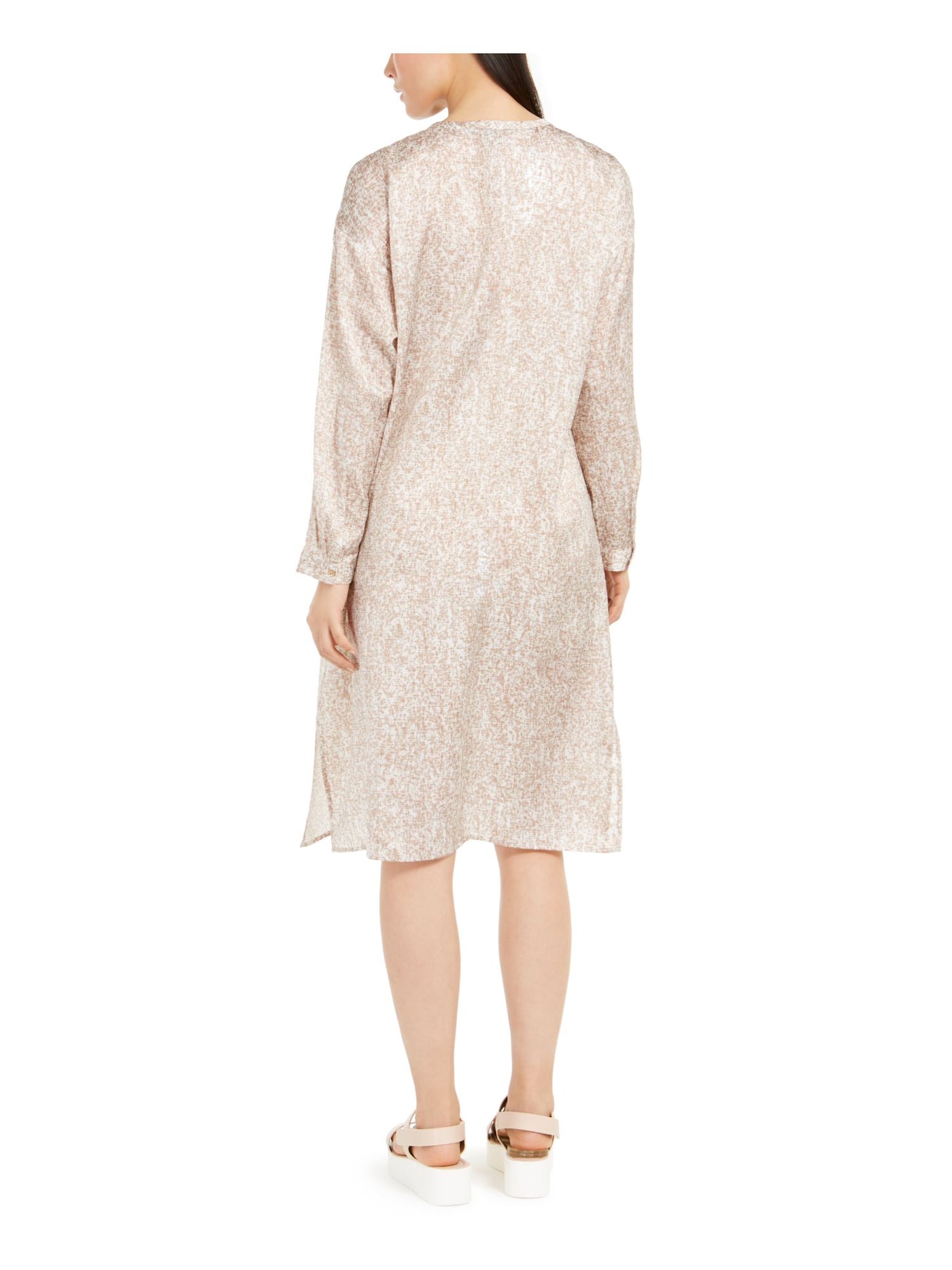 EILEEN FISHER Womens Long Sleeve Crew Neck Knee Length Shift Dress