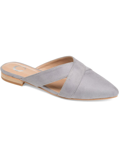 JOURNEE COLLECTION Womens Grey Gray Crisscross Straps Padded Comfort Giada Almond Toe Slip On Mules 10