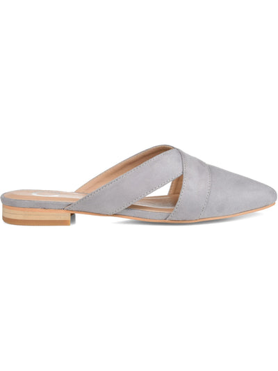 JOURNEE COLLECTION Womens Grey Gray Crisscross Straps Padded Comfort Giada Almond Toe Slip On Mules 10
